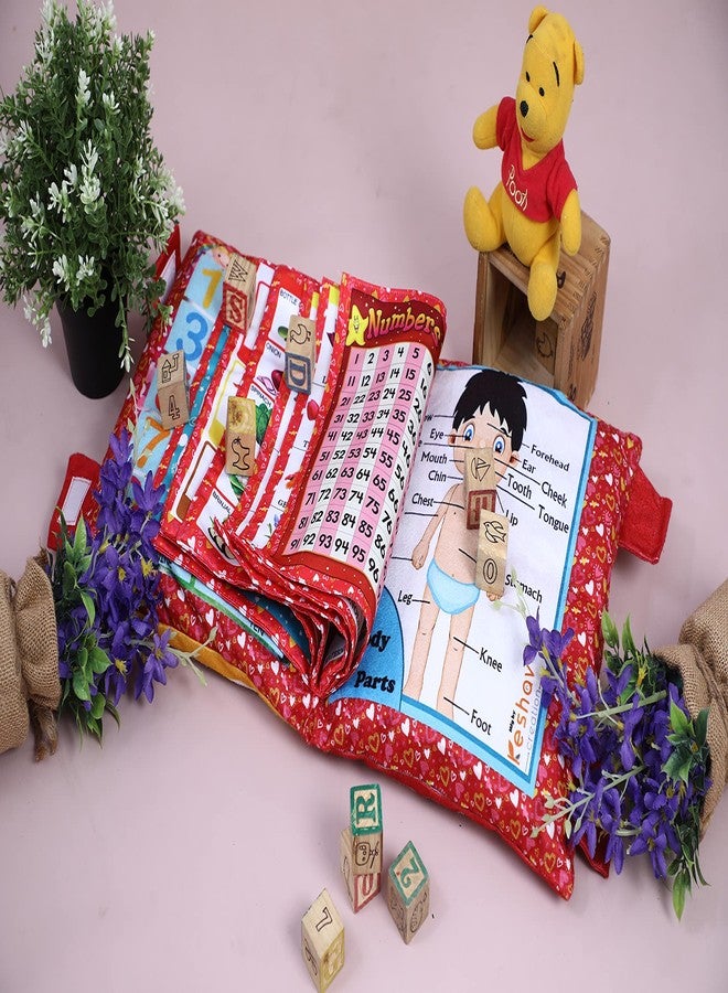 Keshav Creation Learning Cushion Pillow Book Kids with English | Alphabet, Numbers, Animal Names | Kids Learning Toys (Red) - Image 3